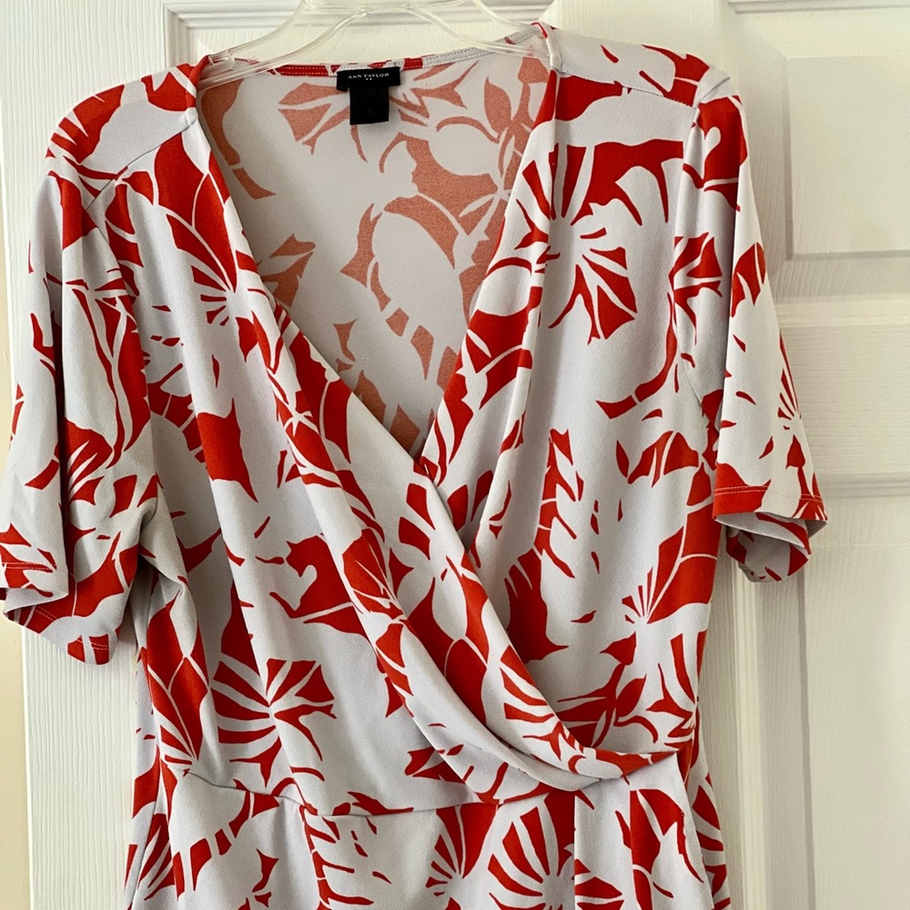 Orange and white wrap style top